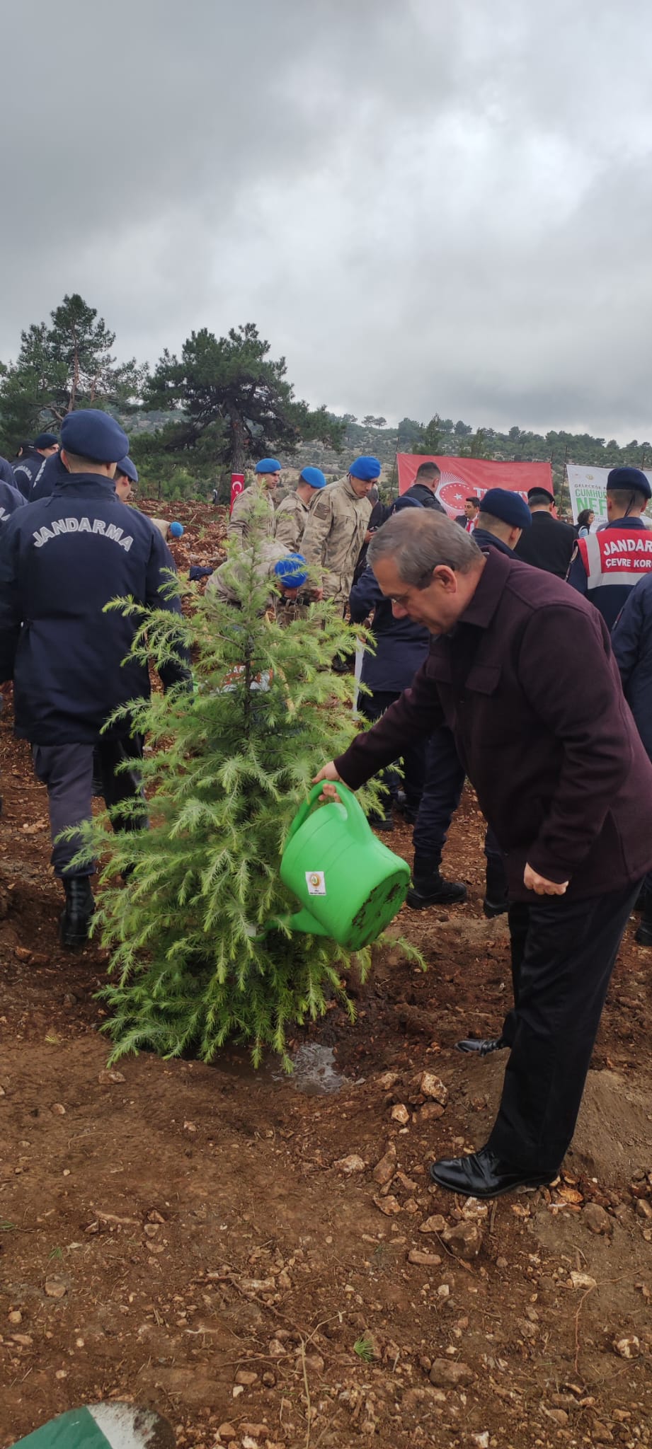 11 KASIM MİLLİ AĞAÇLANDIRMA GÜNÜ ETKİNLİĞİ KAPSAMINDA GELECEĞE NEFES CUMHURİYETE NEFES OLMAK İÇİN SAYIN KAYMAKAMIMIZ MEHMET ERİŞ, GENÇLER VE VATANDAŞLARIMIZ, CUMHURİYETİMİZİN 100. YILI HATIRASINA 100. YIL ORMANLARINDA FİDANLARI TOPRAKLA BULUŞTURDULAR. 